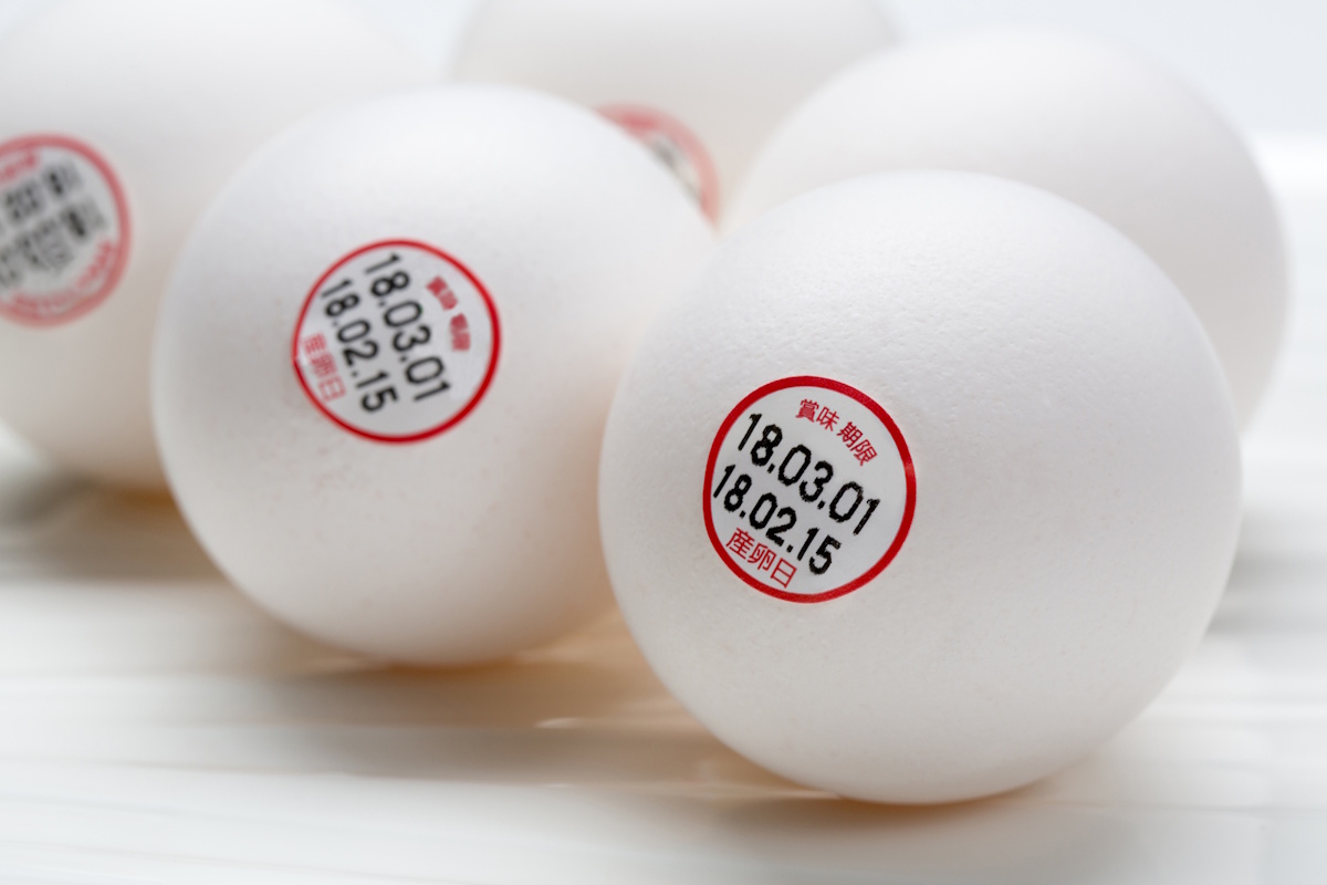Eggs in Japan with expiration date seals