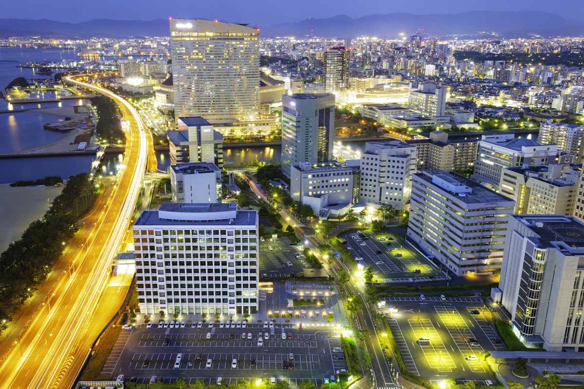 Fukuoka City - view of night skyline from Fukuoka Tower