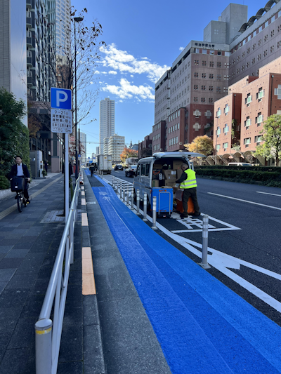 Bike near on Highway 1 in Takanawa with posts blocking car access