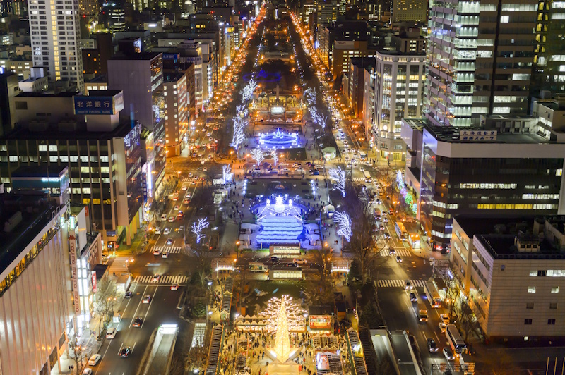 Sapporo Odori Park seen from a high building
