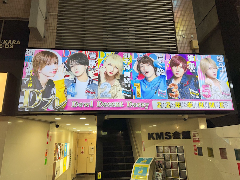 Kabukicho is full of billboards like the above advertising host clubs, along with the most popular hosts.