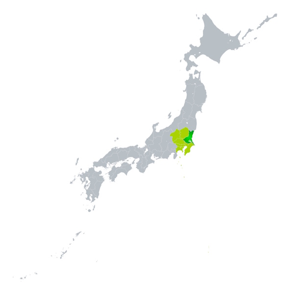 Ibaraki Prefecture highlighted on a map of Japan