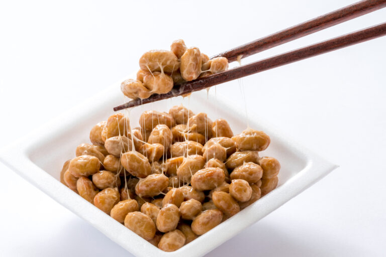 Fermented natto soybeans served over white rice
