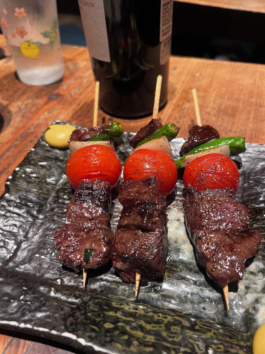Grilled beef and cherry-tomato skewers